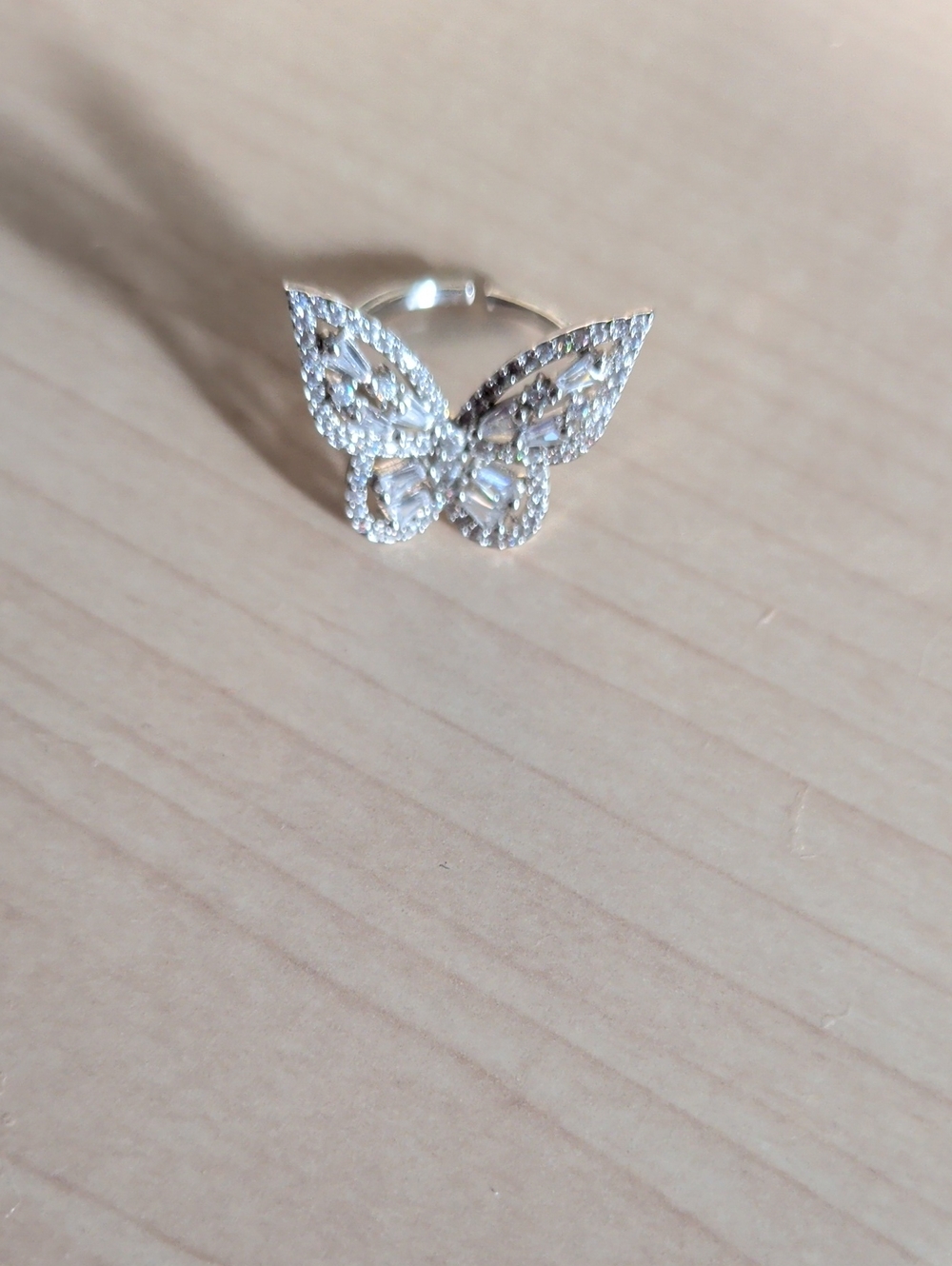 Silver Butterfly Crystal Ring - Women Jewelry
